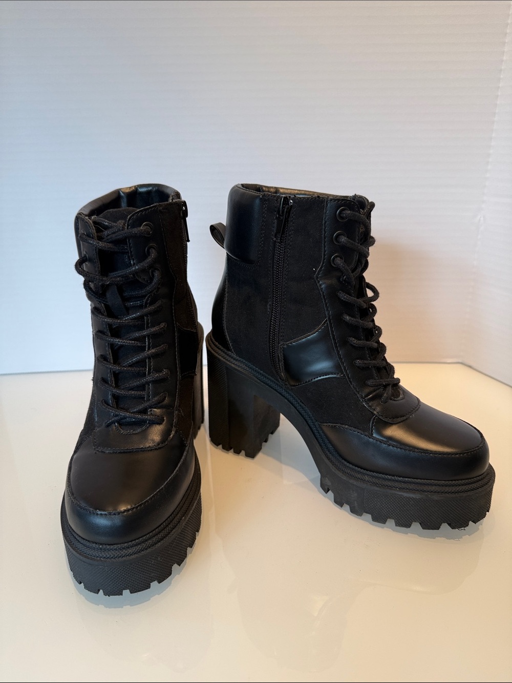 Madden Girl Black Platform Lace-Up Combat Boots
